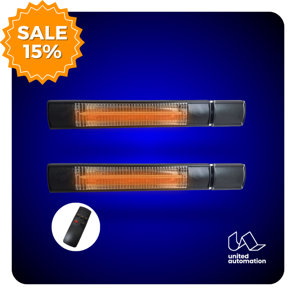 2x Wall Mounted Patio Heater 2kW (remote control dimmable)