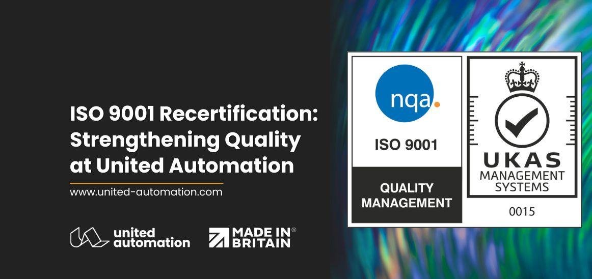United Automation ISO 9001:2015 recertification certificate from NQA