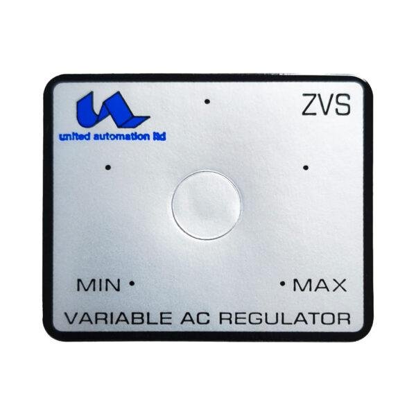 ZVS type control dial with 0-10 numbered label, replacement part for AC power regulator, industrial control knob and adhesive scale, United Automation.