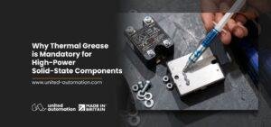 United Automation TM-500 Thermal Grease applied between a solid-state power controller and aluminium heatsink.